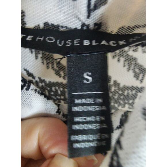 White House Black Market Lightweight Houndstooth Mock Neck Semi-Sheer Top, Small - Picture 4 of 5